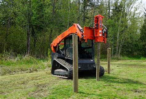 skid steer mounted fence post driver|skid steer attachments post driver.